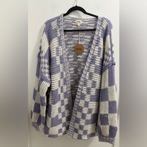 BIBI Purple and Cream Women's Sweater NWT